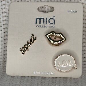 MISHA COLLECTION Gold and Cream Brooch Trio
